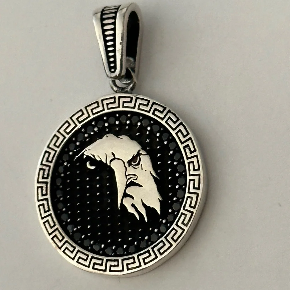 925 Silver eagle pendant with black cz